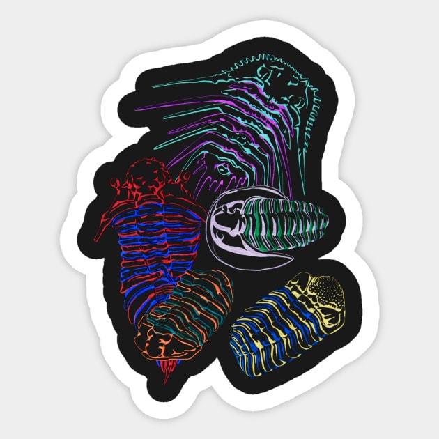 Silurian and Devonian Era Trilobites Sticker by RaLiz